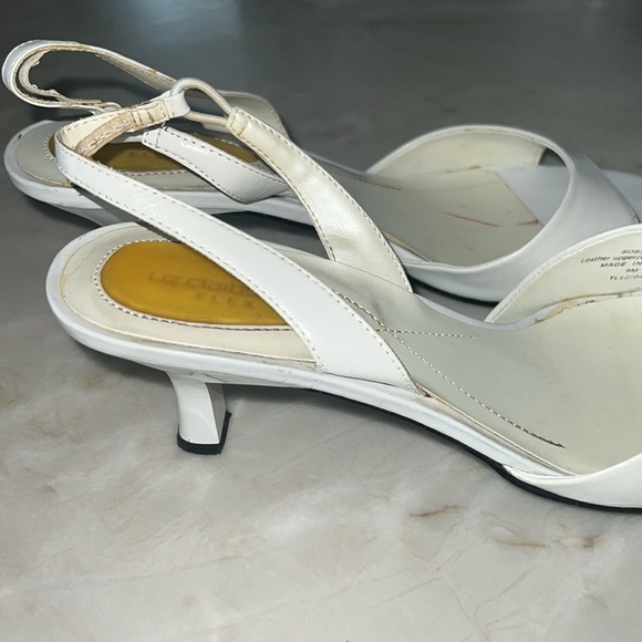 Liz Claiborne White FLEX Heeled Peep Toe Strappy Sandal Sz 9 - Picture 4 of 7